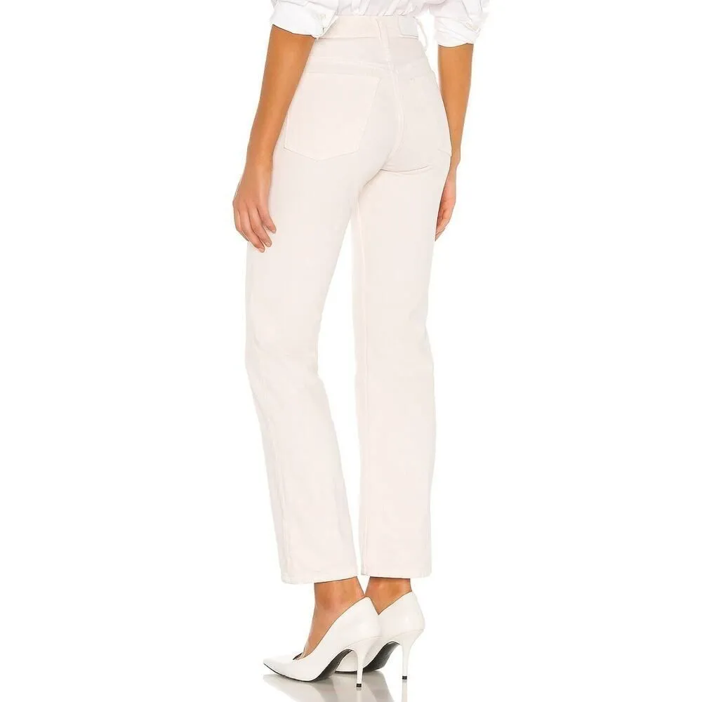 Re/Done Jeans Womens 29 Bootcut High Waist 70s Crop Boot Cream White Minimalist - Image 12