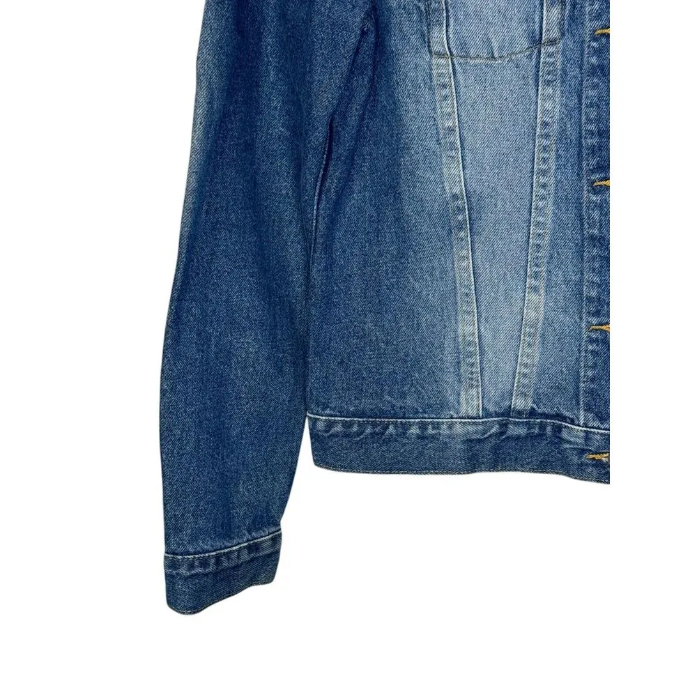 Anne Klein Women's Jacket Trucker Denim Jeans Pocket Flap Button Up Blue Small‎ - Image 3