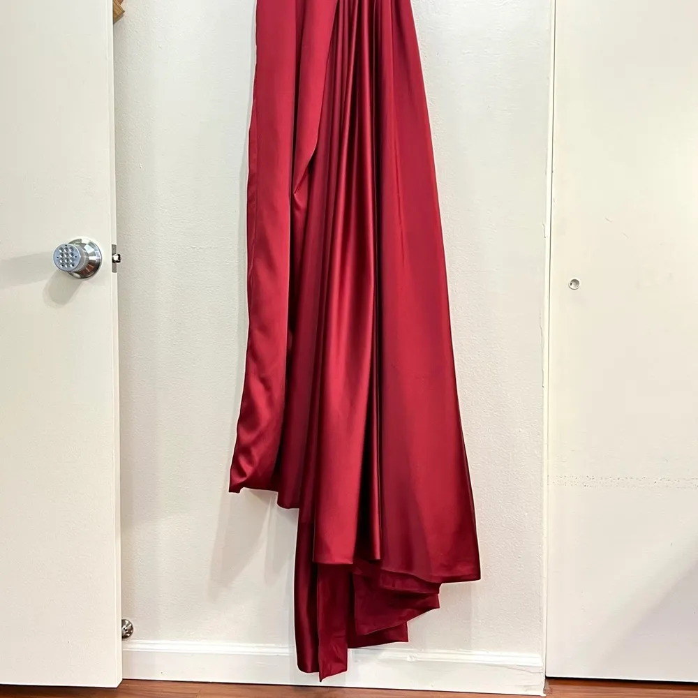 Mac Duggal 12089 Crossover Halter Neck Satin Gown - Image 5