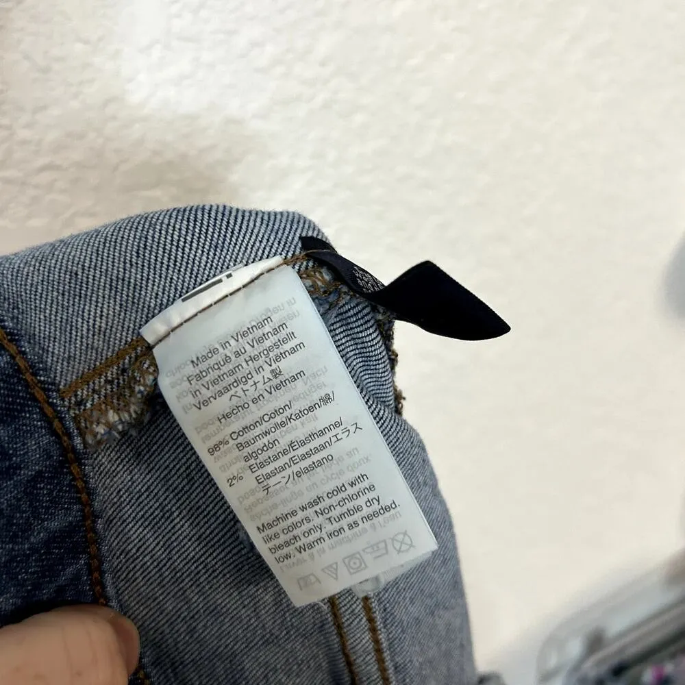 Madewell Wide Leg Crop Jeans Womens Size 32 Blue Raw Hem Front Pocket - Image 7