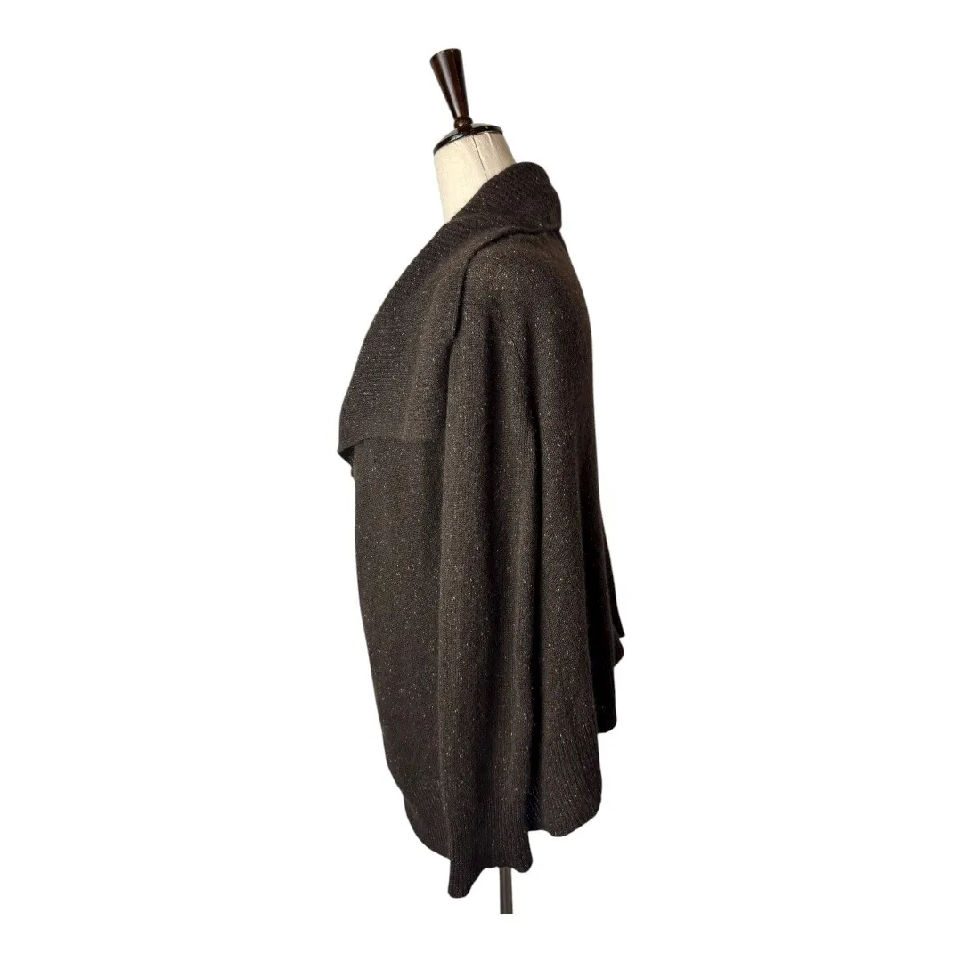 Peck & Peck Sweater Women Medium Brown Speckle Wool‎ Cashmere Knit Open Cardigan - Image 6