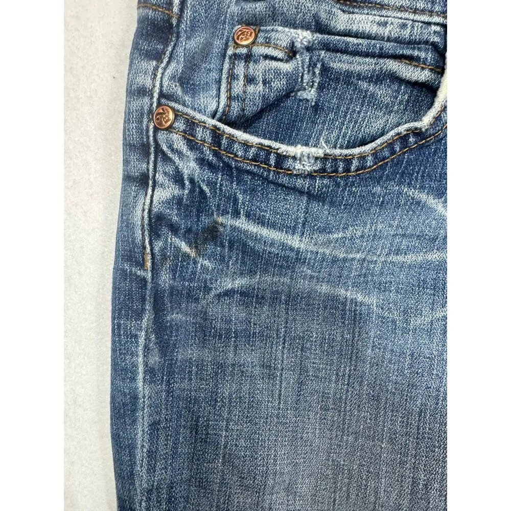 Blue 2 Y2K Vintage Made in California USA Flare Jeans Distressed Women’s Size 30 - Image 2