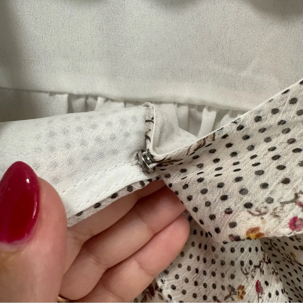 Carly Jean Los Angeles size‎ Small Ruffle Midi Dress Long Sleeve Paisley Dot - Image 5