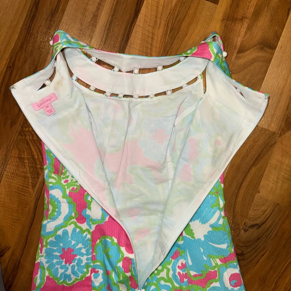 Lily Pulitzer‎ women size 00 floral all over print dress pink green, wedding - Image 4