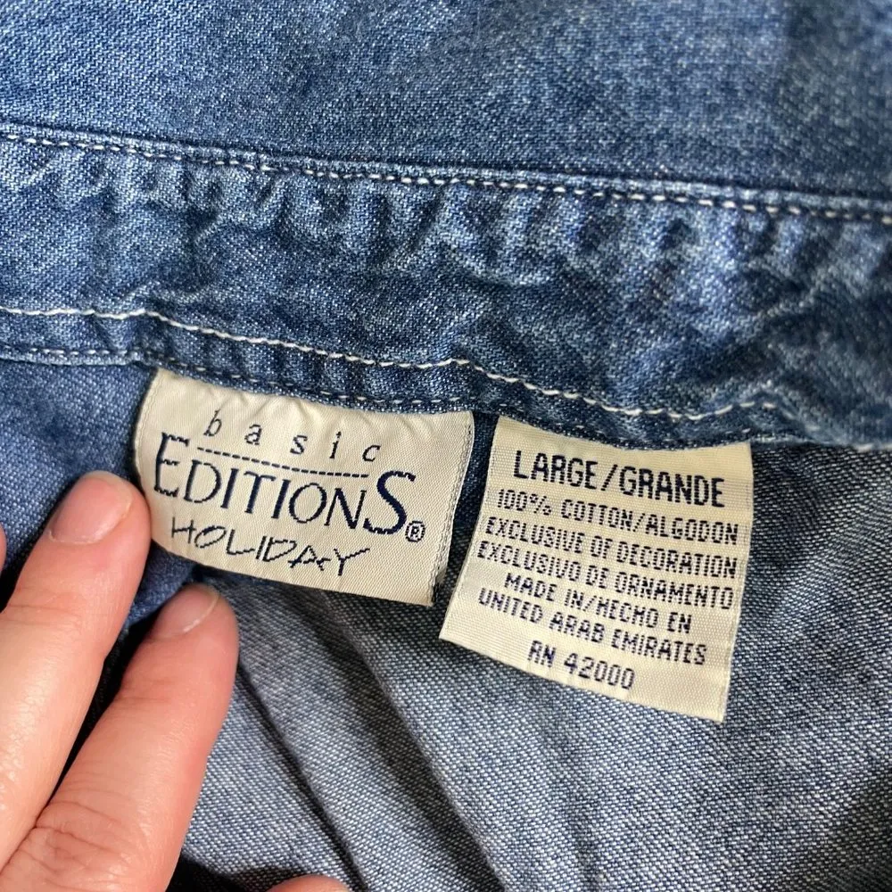 basic editions  HOLIDAY Embroidered Christmas Winter Design Large - Image 5