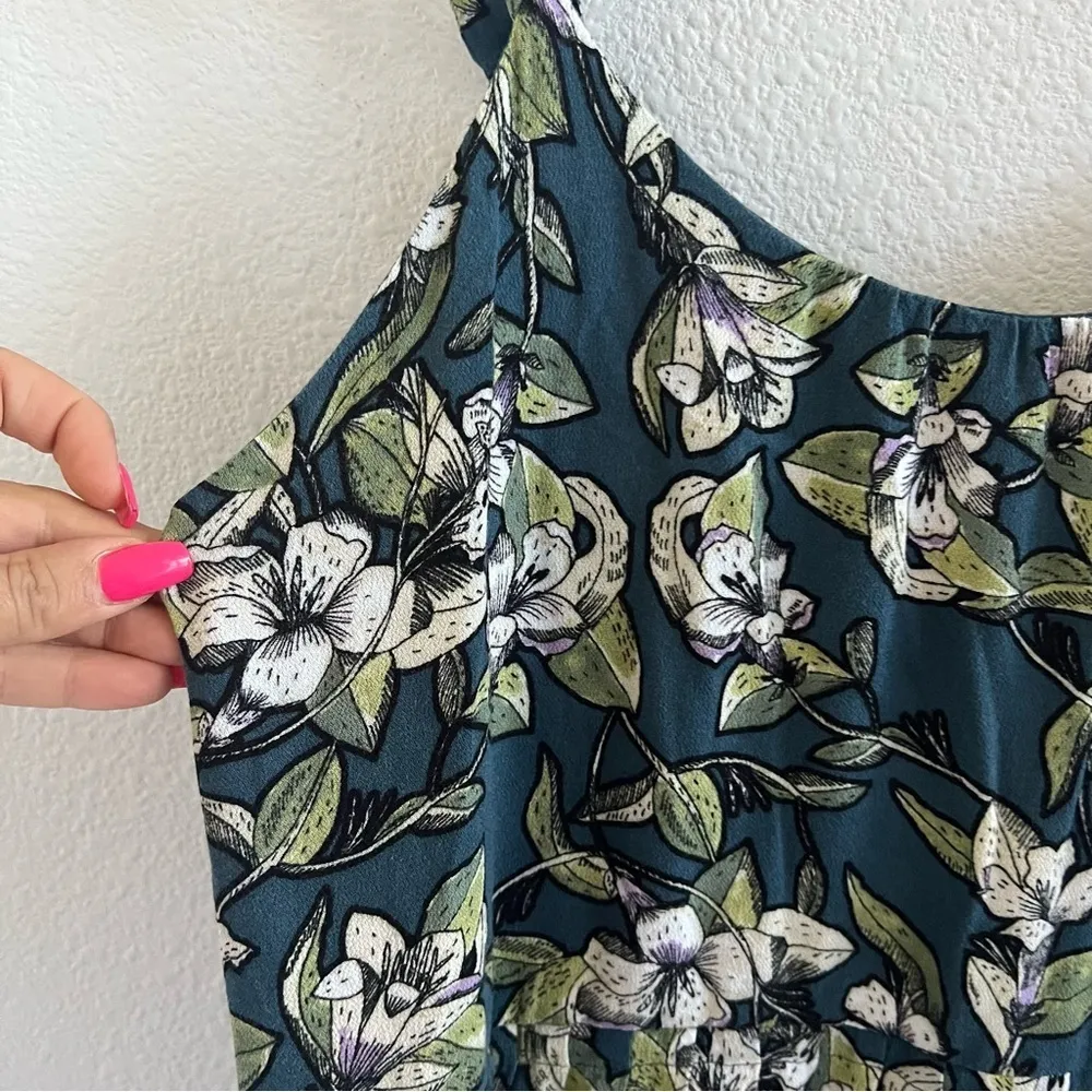 Free People Floral Green Mini Dress Tunic Top XS - Image 9