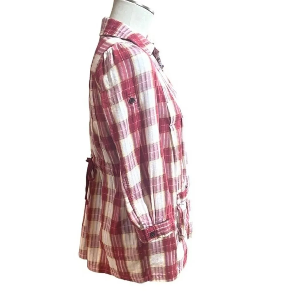 Free People Plaid Button Tunic Top Pockets 0 - Image 6