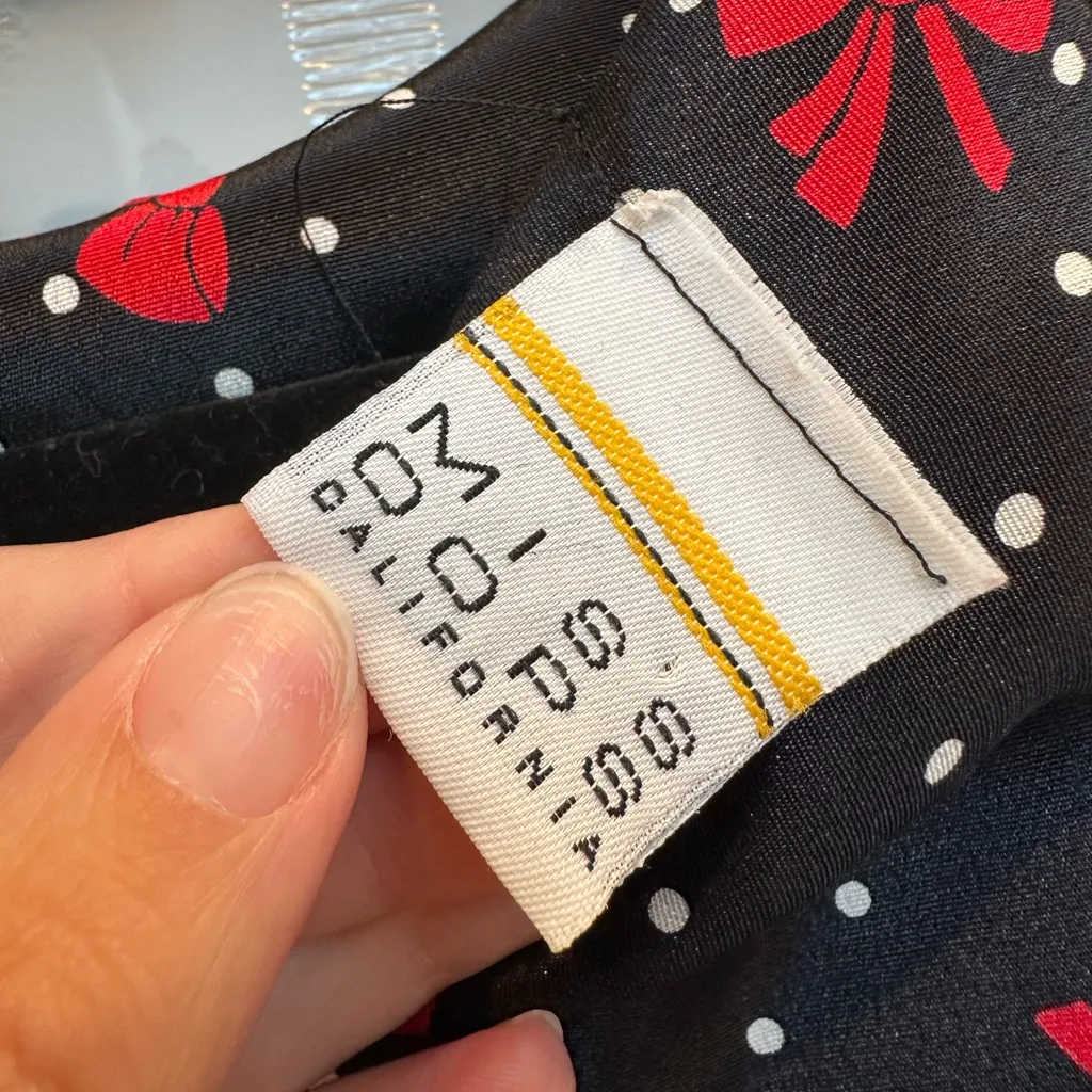 Vintage Miss Oops of Cali Red Bow Polka Dot Pinup Retro Rockabilly Dress Size M Black Size M - Image 10