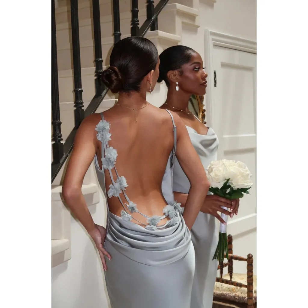 JLUXLABEL Down the Aisle Open Back Satin Gown in Sage Size Small - Image 11