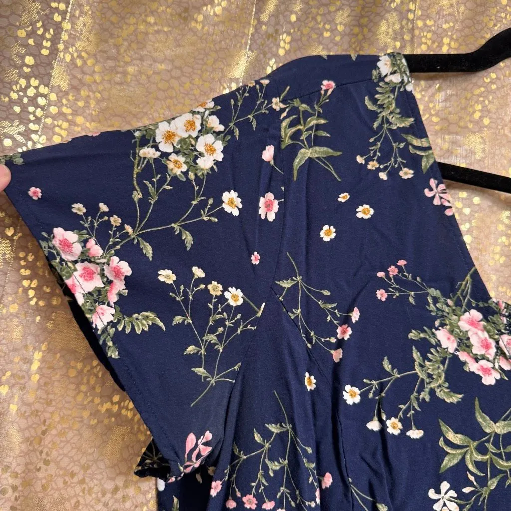 Old Navy Blue Fit & Flare Floral Spring Summer Lightweight Dress XL - Image 3