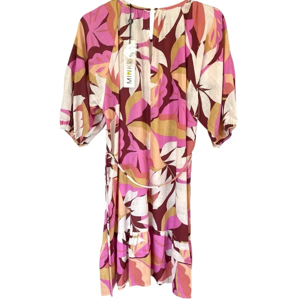 MINKPINK Kali Mini Dress Linen Blend Floral Lightweight Tie Waist - Image 9