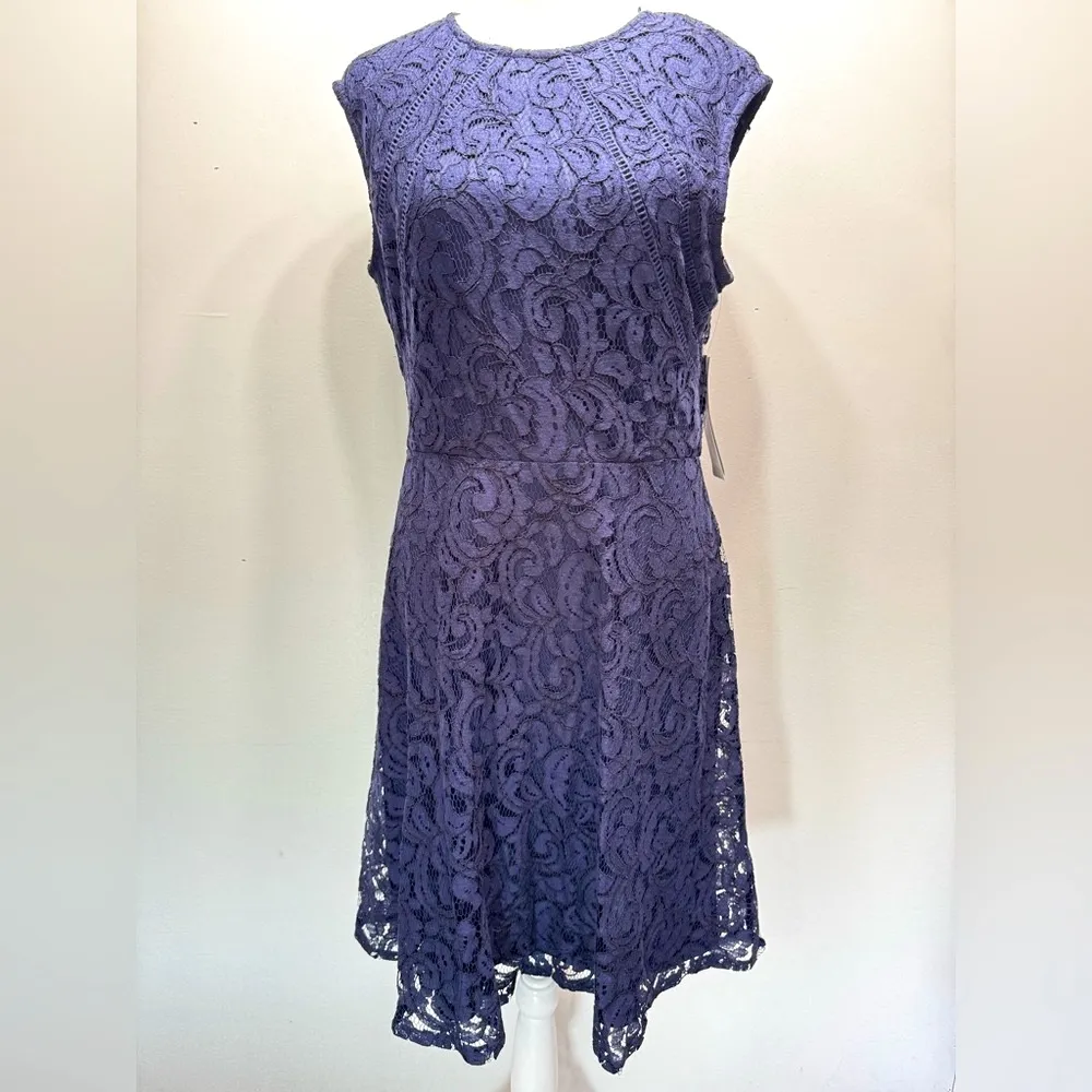 London Times Navy Blue Lace Overlay Sleeveless Fit & Flare Party Dress ModCloth - Image 4