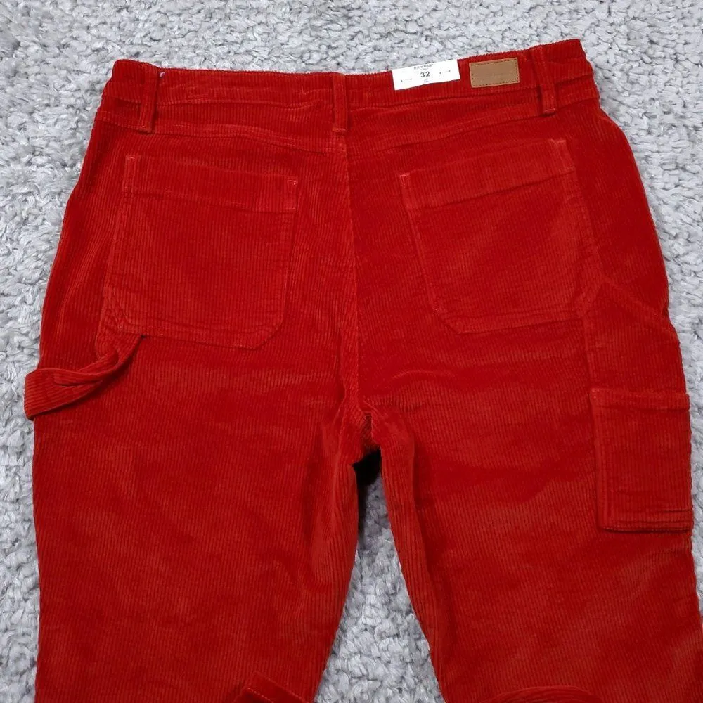 Judy Blue High Waist Slim Fit Corduroy Jeans Women's Size 32 Red Carpenter Pants - Image 4