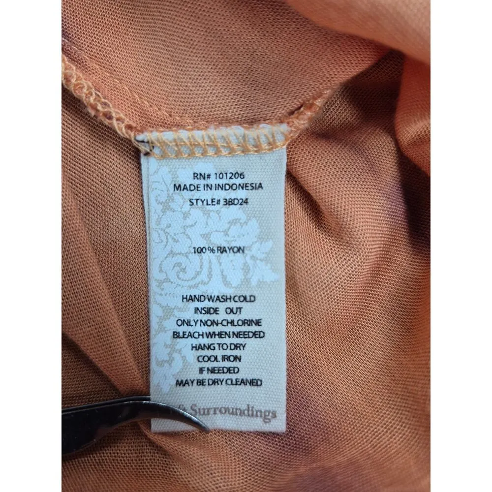 Soft Surroundings 100% Rayon Dress Orange/Purple Tie Dye Sunset Bali  Sz S - Image 7