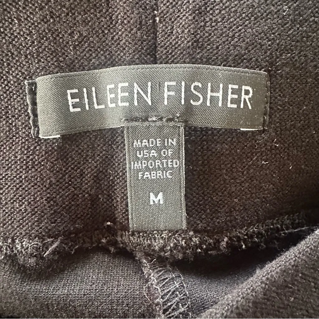 Eileen Fisher Wide Leg Black Knit Pants Women’s Medium Knit Classic Minimalist - Image 7