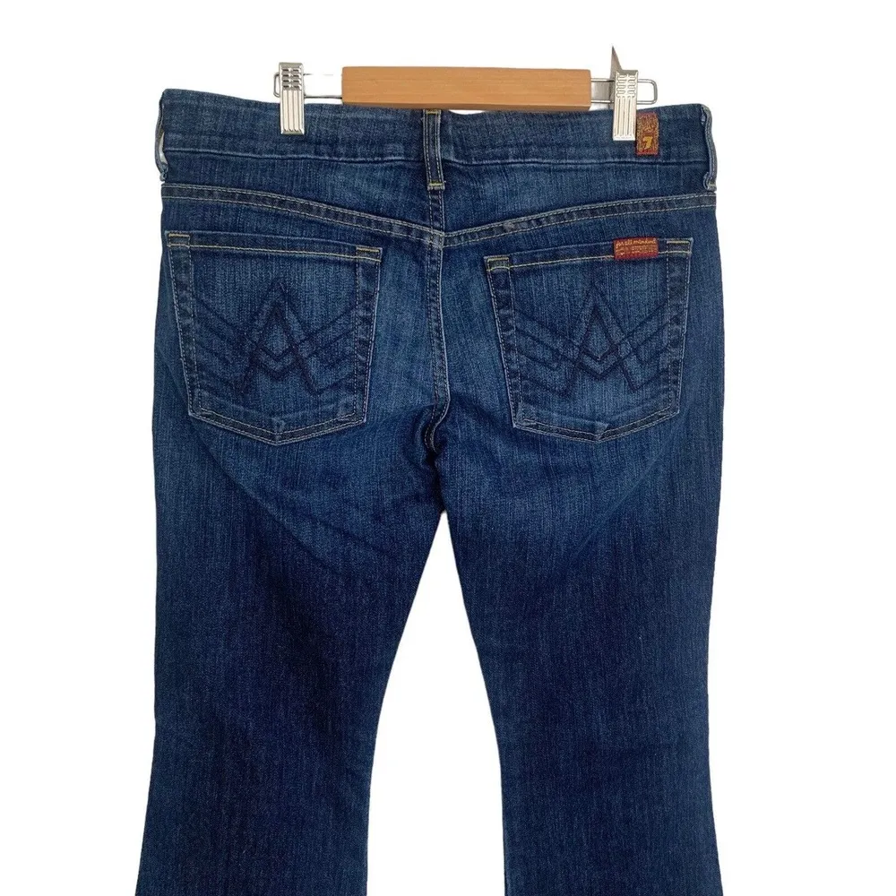 7 For All Mankind Jeans Womens Size 28 A Pocket Boot Flare Dark Wash Stretch USA - Image 2