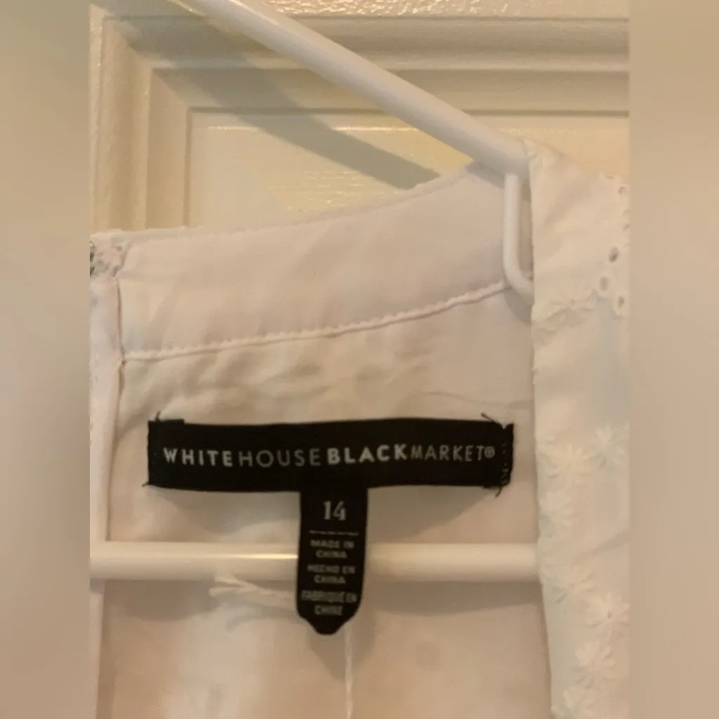 White House Black Market White Eyelet Dress.   Size-14 - Image 4