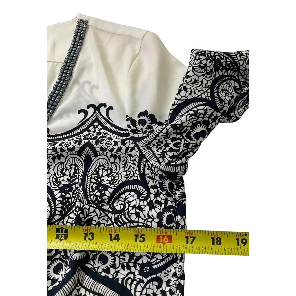 White House Black Market Multicolor Deep V-Neck Top Women Size 2 | 33-11 - Image 5