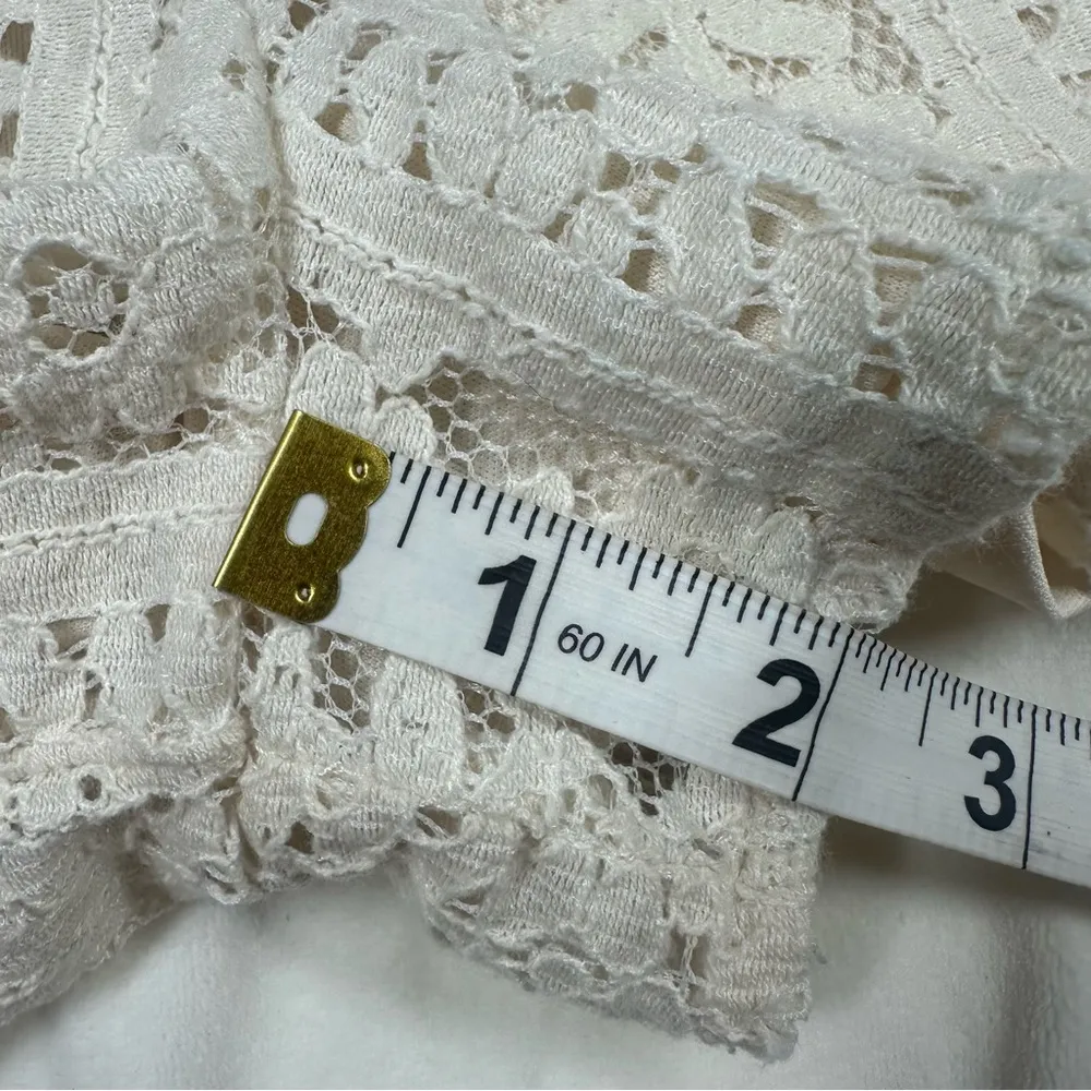 Xhiliration White Lace Embroidered Floral Short Romper Pockets Boho Juniors M - Image 5