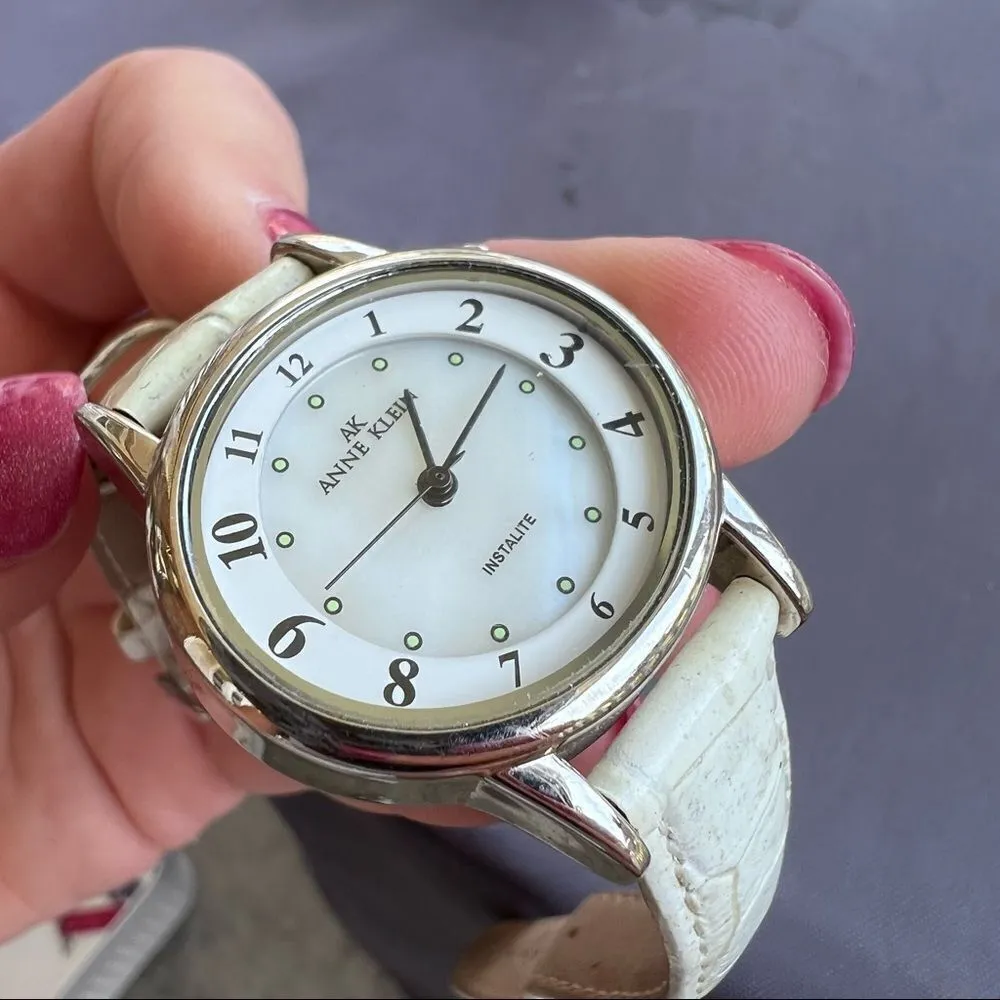 Anne Klein White mother of Pearl  Instalite‎ Watch leather band - Image 11