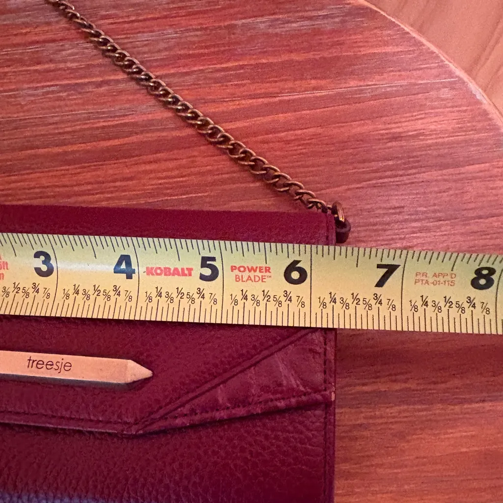 Treesje Burgundy/Deep Red Leather Clutch with Chain Strap - Image 11
