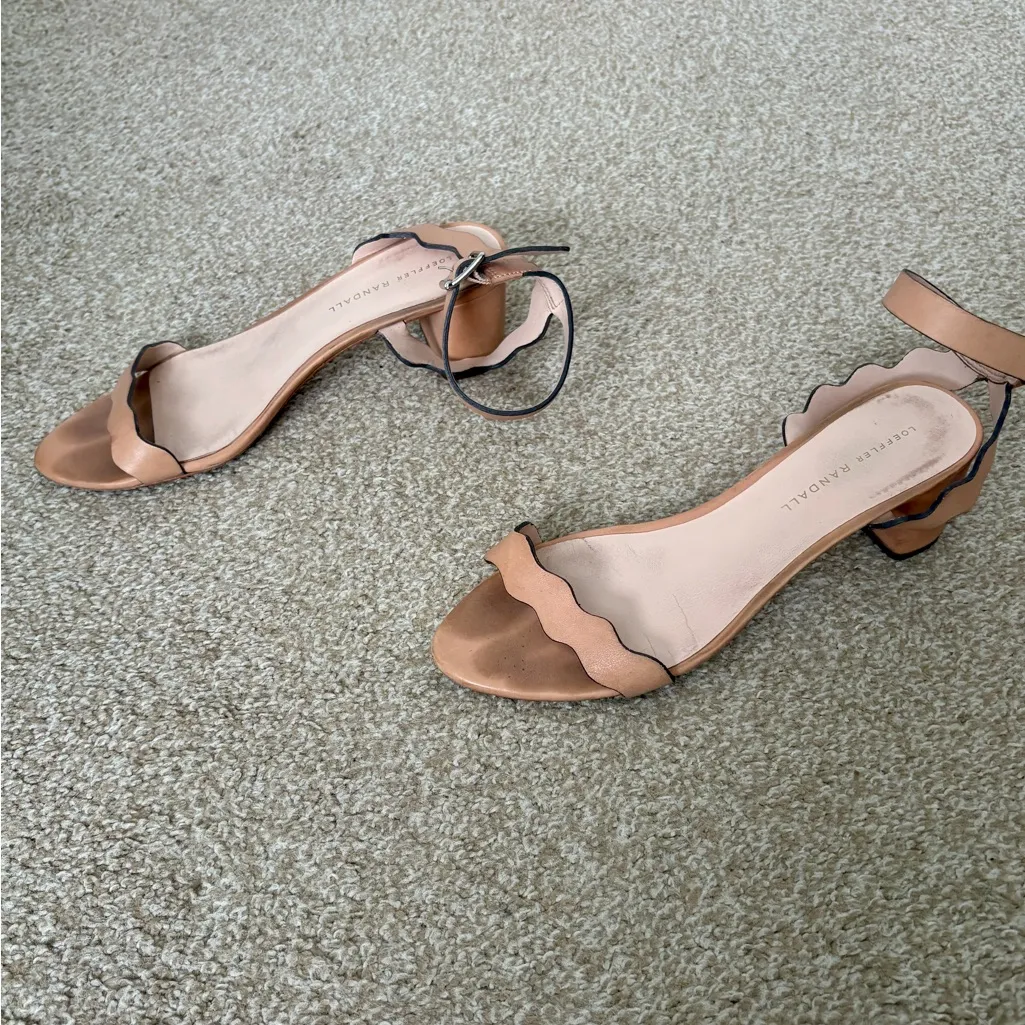 Loeffler Randall Emi Emi Scalloped Leather Block Heel Sandals Nude - Image 6