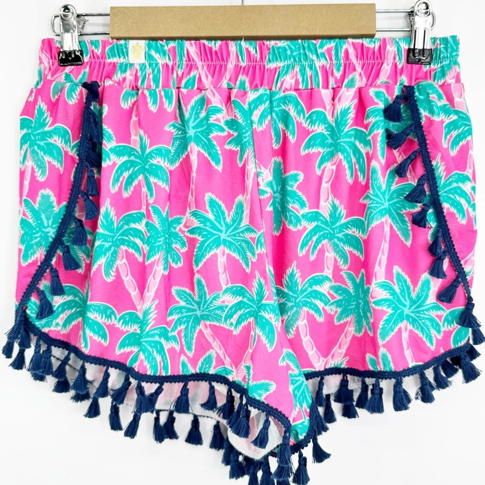 Simply Southern Pink Palm Tree Tassel Shorts Lined Y2K Coastal Summercore XL - Image 2
