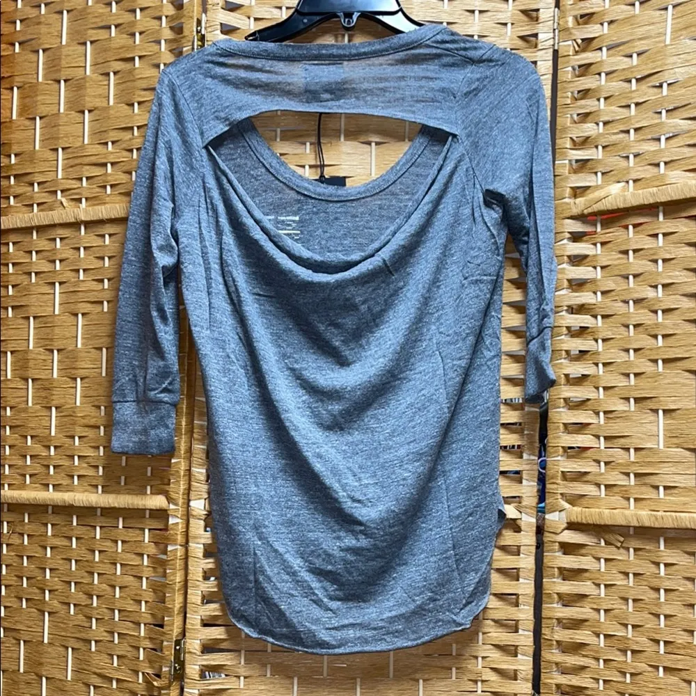 Chaser Gray 3/4 Sleeve Cut-Out Blouse - Image 3