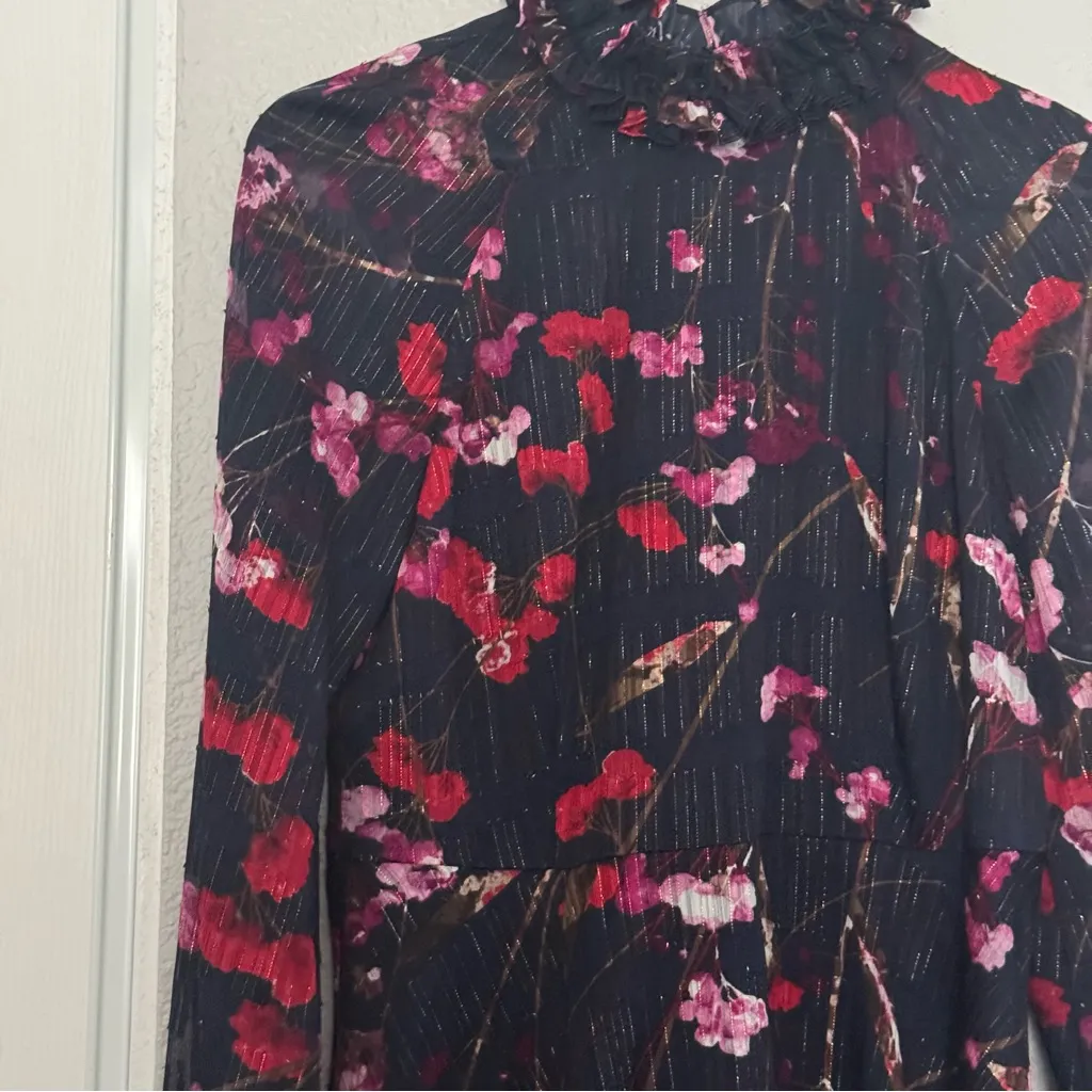 House of Harlow 1960 X REVOLVE • Mini Dress • Long Sleeve • Navy Floral • Niles Blue Size M - Image 7