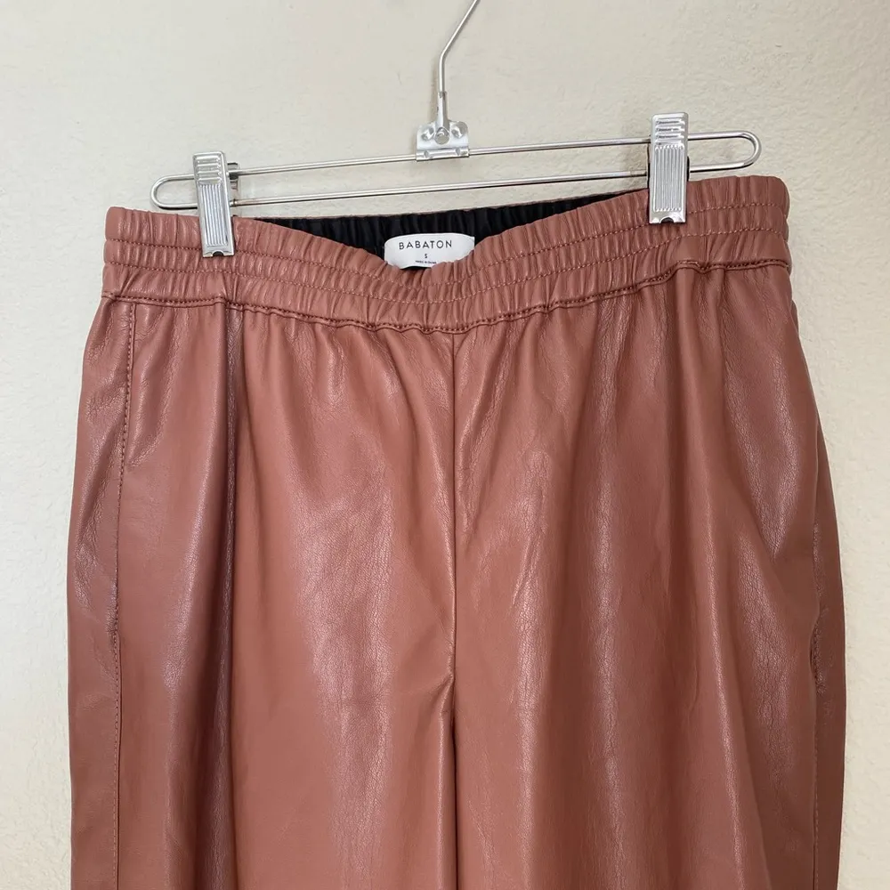 Babaton Zedel Brown Vegan Leather Joggers, Size Small - Image 6