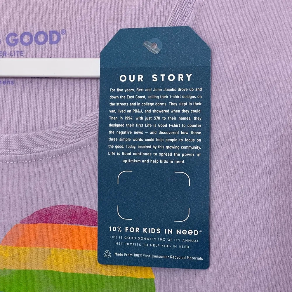 Life Is Good NEW Purple Crusher Tee Rainbow Heart Flag ~ NWT Women’s Size M - Image 4