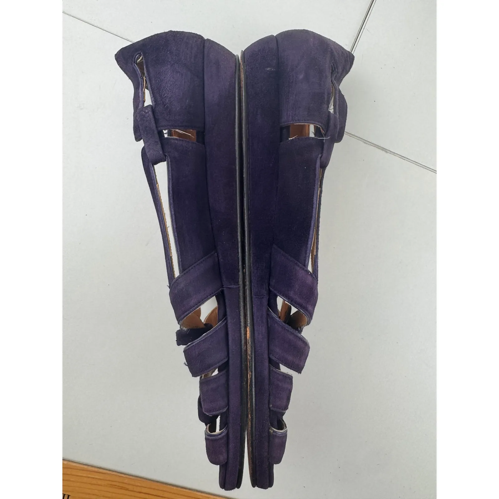 Bottega‎ Veneta Womens Purple Suede Strappy Flats Shoes Size 8 Luxury Wedding - Image 6