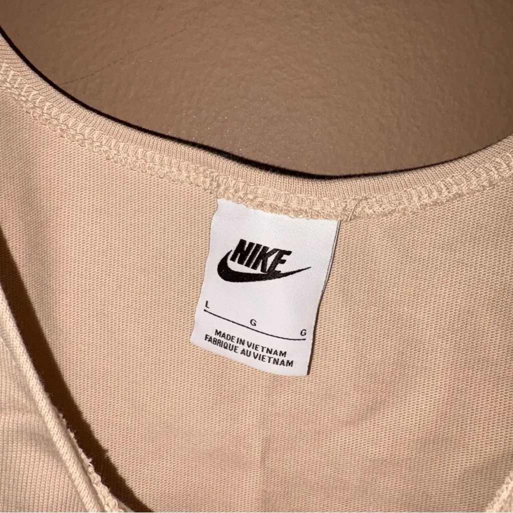 Nike Cropped Flowy‎ Embroidered Swoosh Active Tank Tan Beige large - Image 3