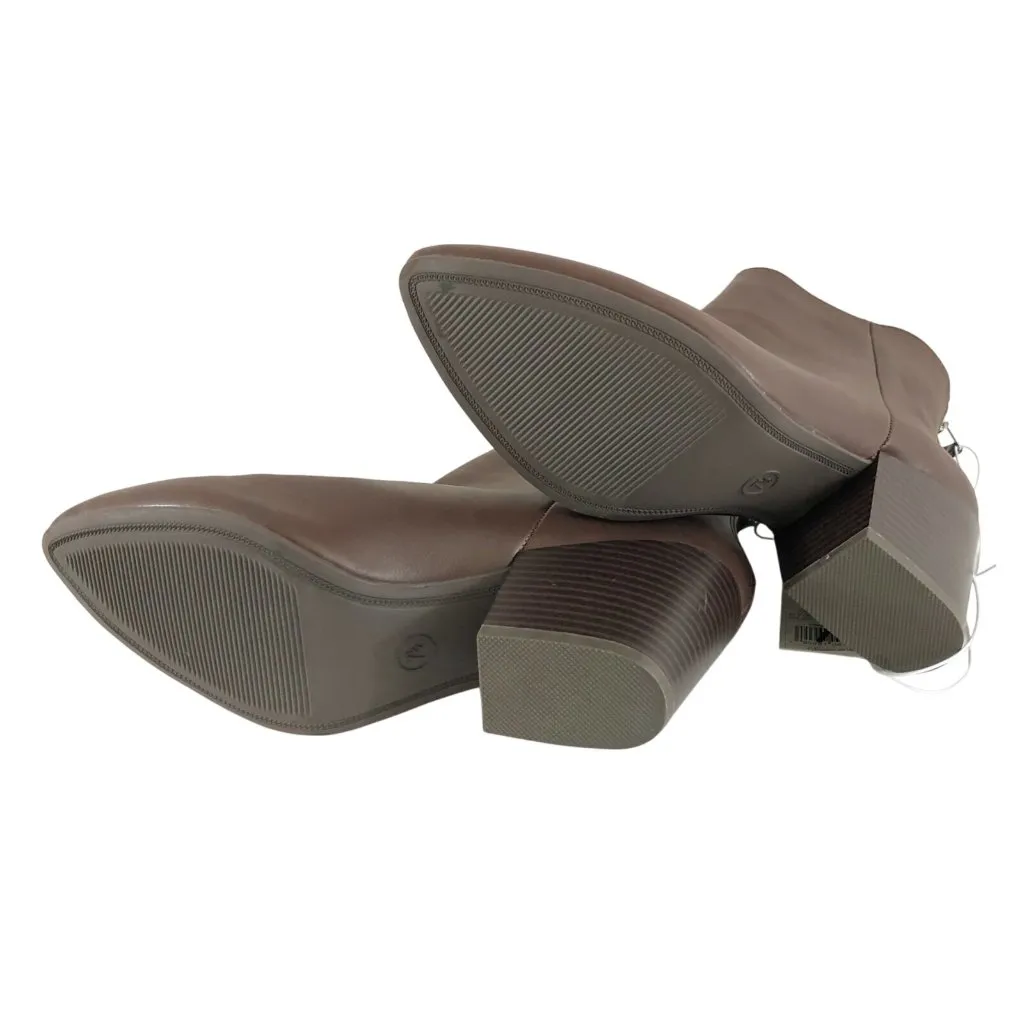 A New Day Womens Bren Ankle Boots Faux Leather Block Heel Pointed Toe Brown 7.5 - Image 5