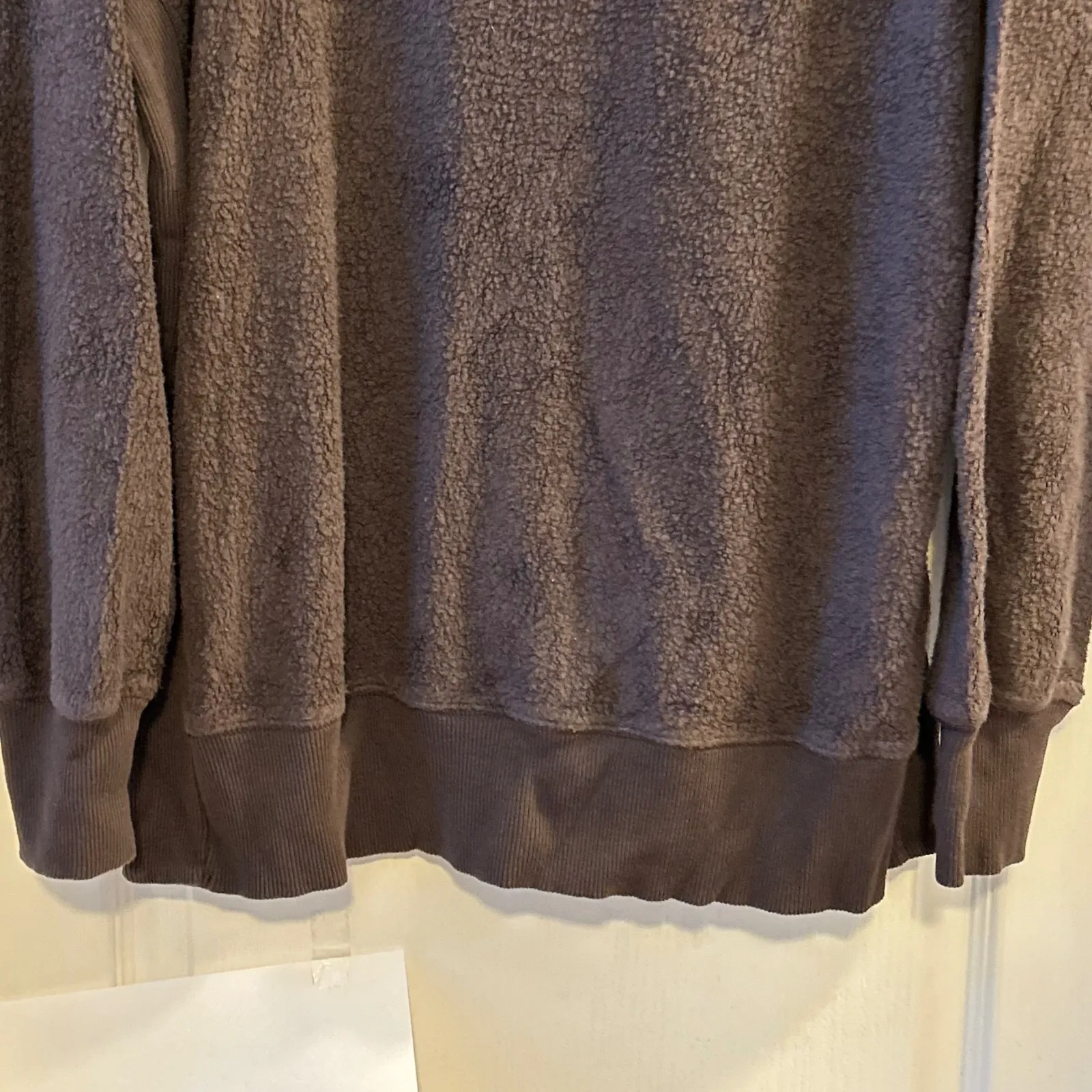 Aerie Oversized Sherpa Fleece Pullover Sweatshirt Women's Small Brown - Image 10