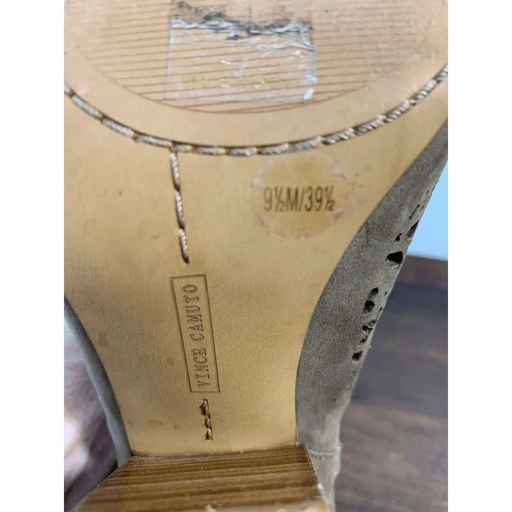 Women's Maizy Peep Toe Laser Cut-Out Chunky Heel Tan Booties Sz 9.5 - Image 3