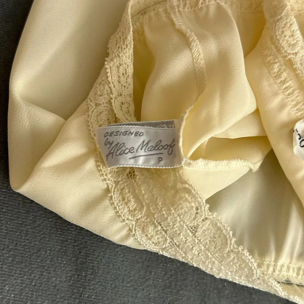 Vintage Alice Maloof Half Slip Size P Small Silky Taffeta Stretch Elastic Lace - Image 7