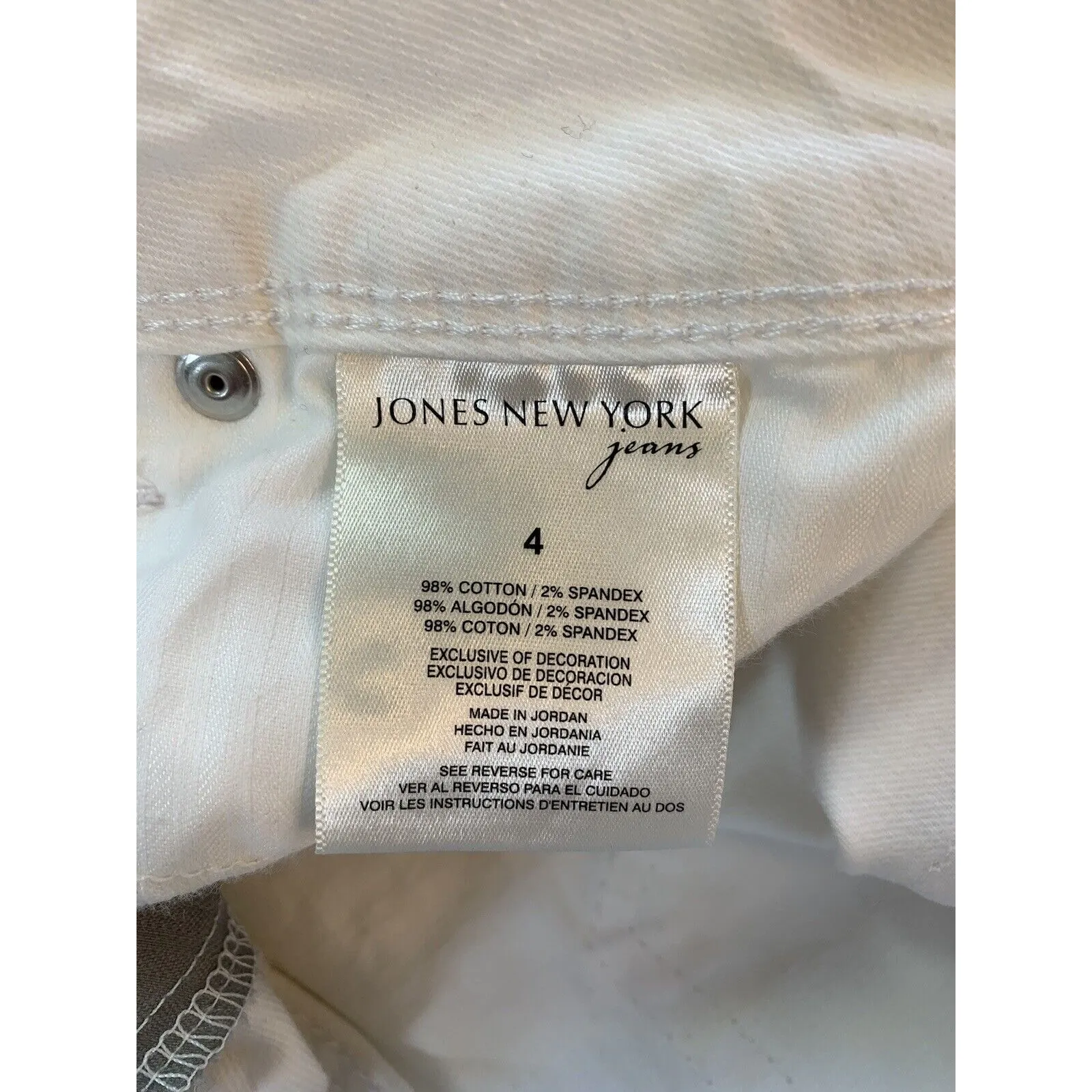 Jones‎ New York Lexington White Jeans Women's 4 Stretch Summer Denim Cuff Ankle - Image 8