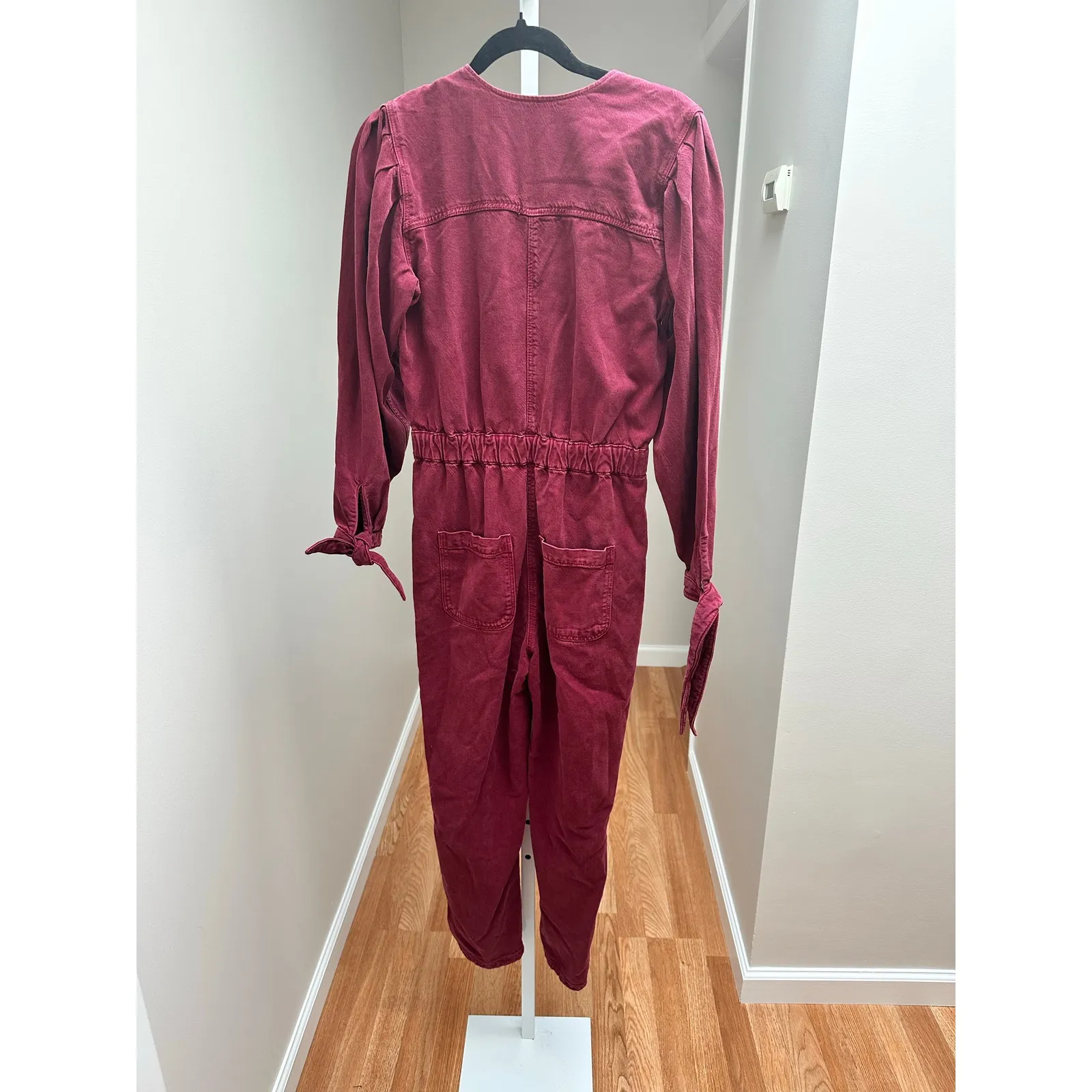 Zara The 80s Collection Devon Denim Wine Utility Jumpsuit size XS - Image 7