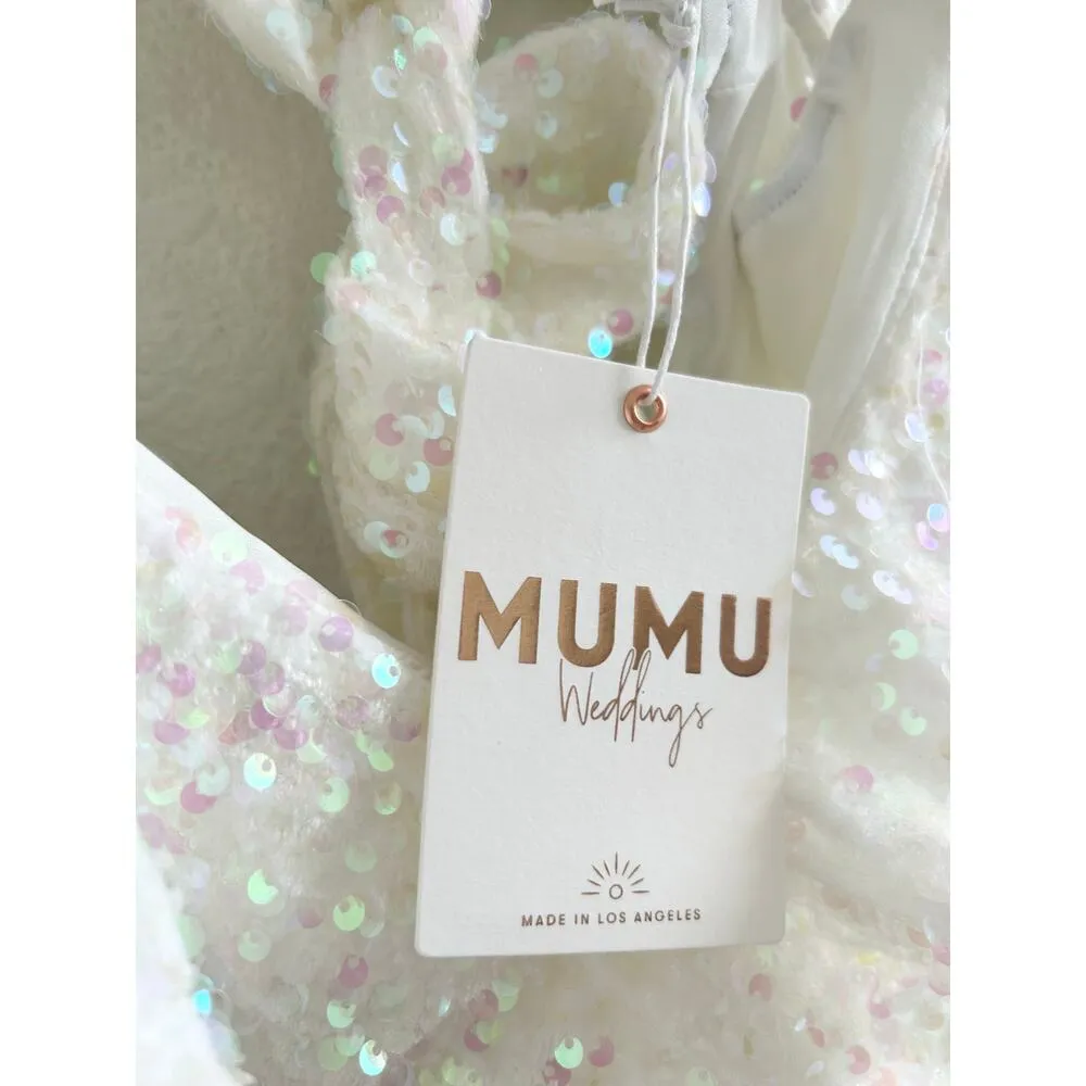 Show Me Your Mumu Zoey Mini Dress in White Iridescent Sequins M NWT - Image 7
