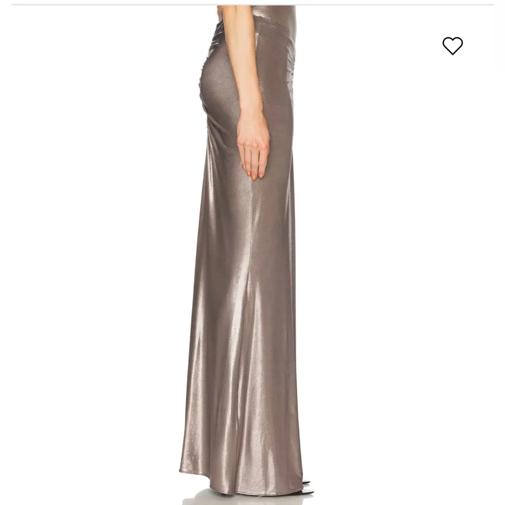 NWT LAPOINTE Coated Jersey Ruched Maxi Skirt size small women steel 043 - Image 2