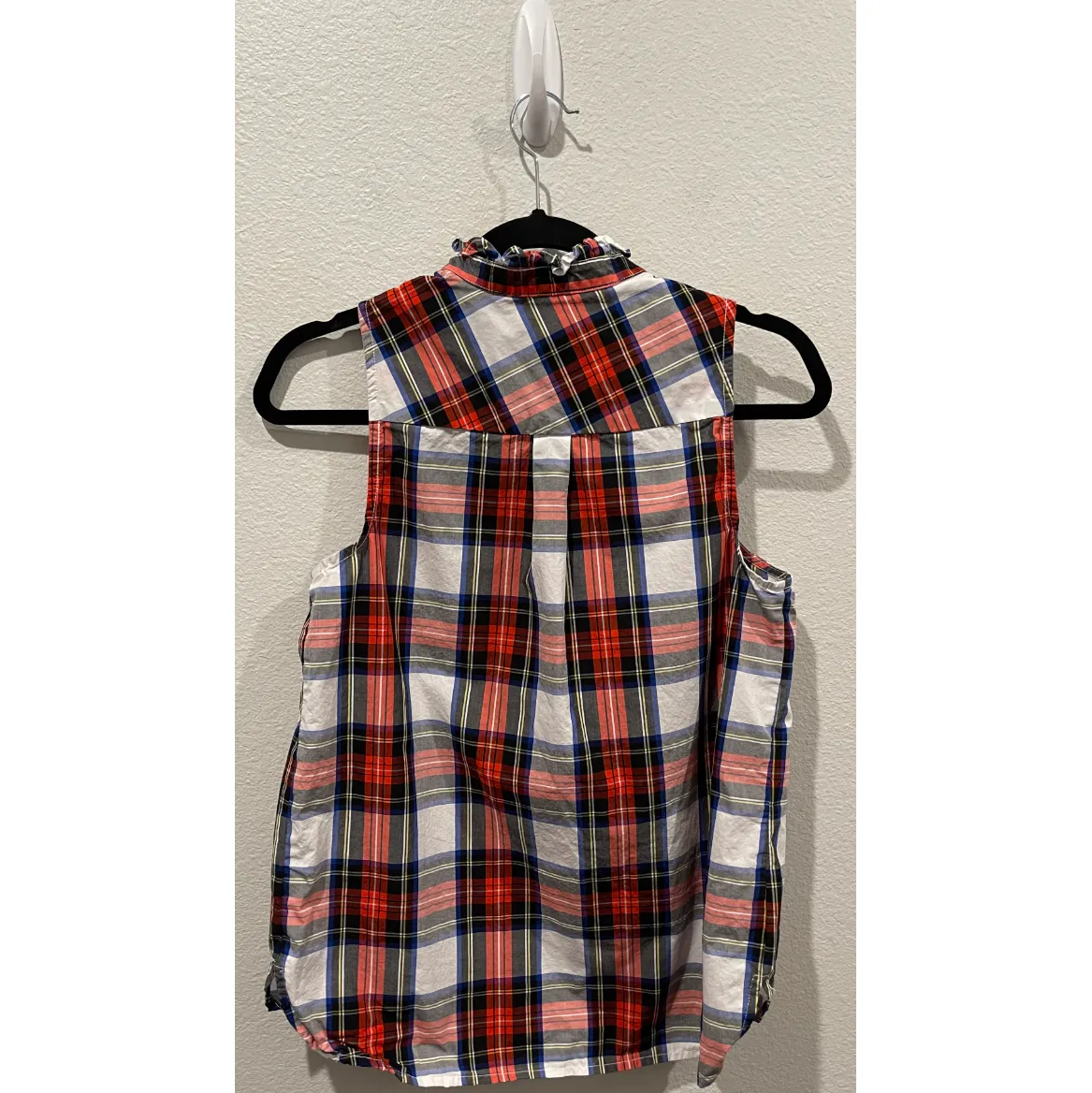J.CREW Plaid Sleeveless White Red Shirt - Image 4
