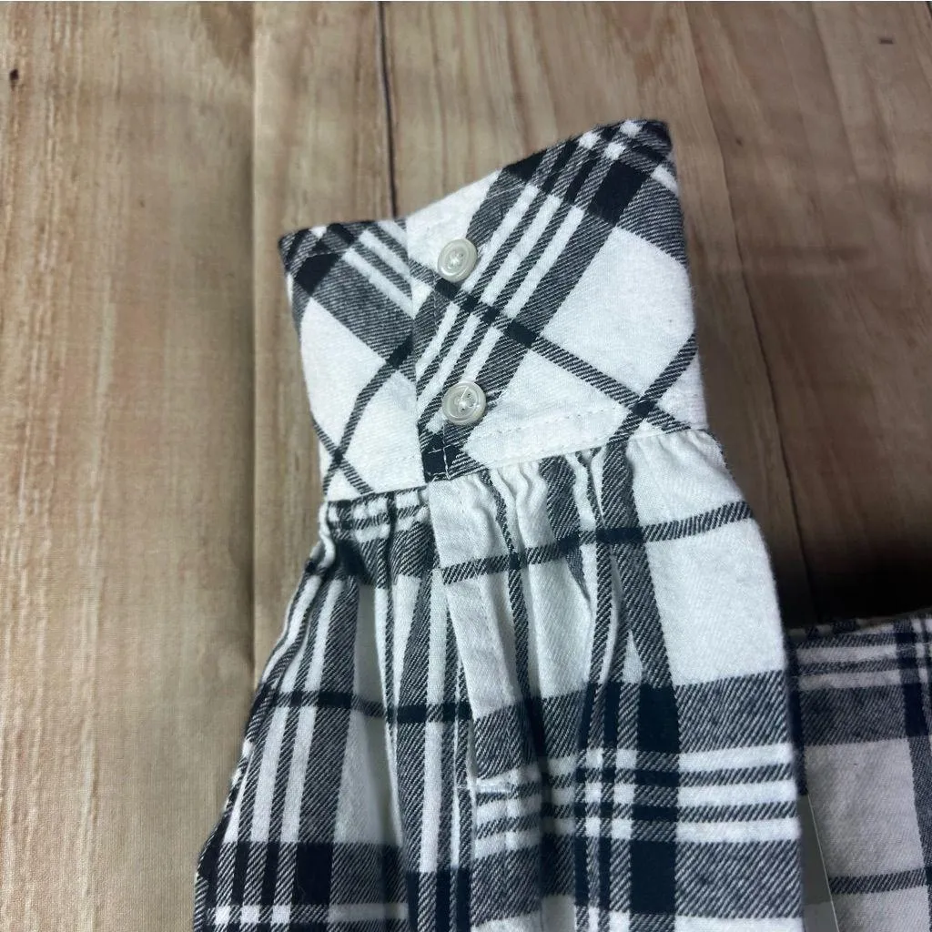 BP Cropped Black and White Plaid Button Down Flannel Shirt - Image 4