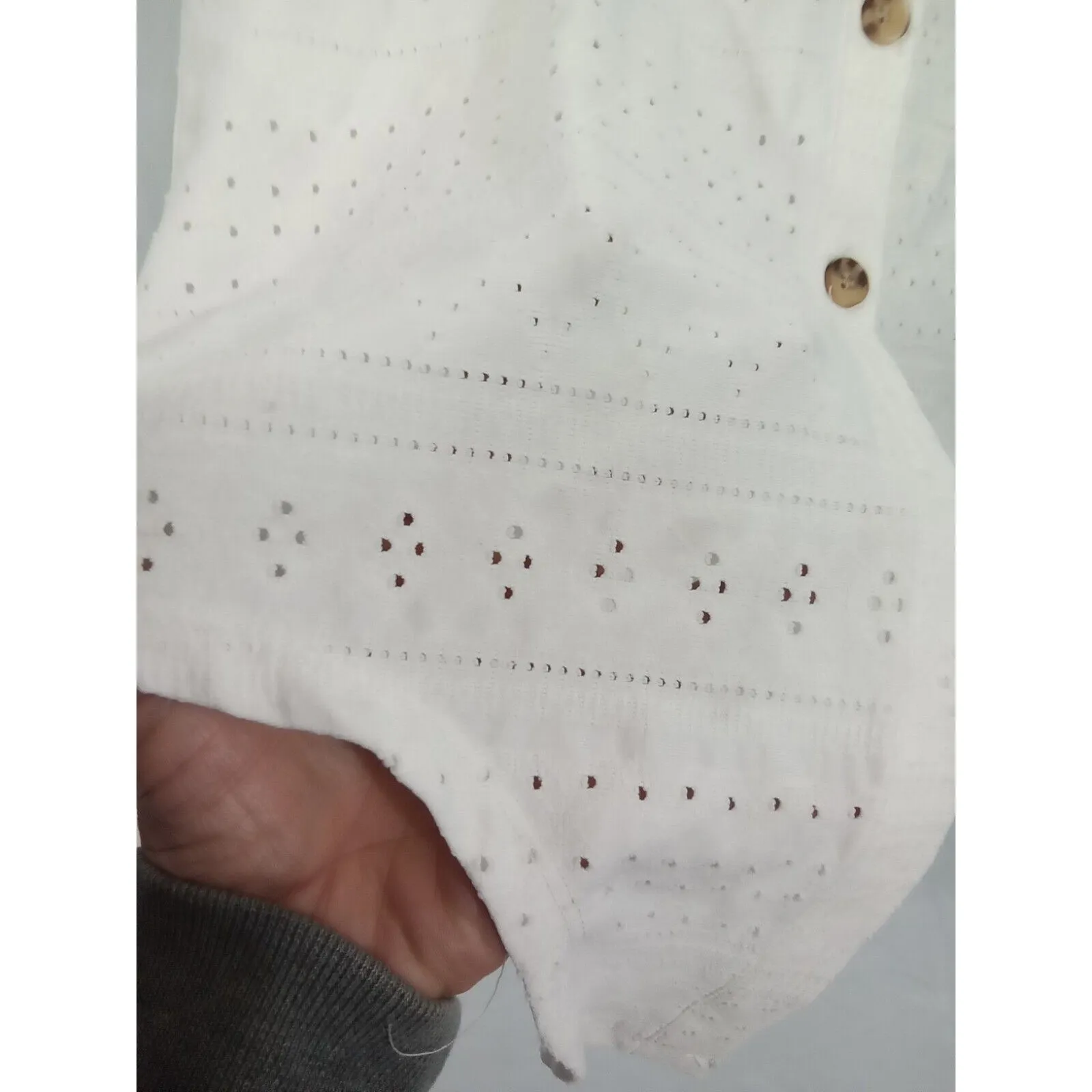 Como Blu‎ Women Medium Button Up Short Sleeve Blouse White - Image 13