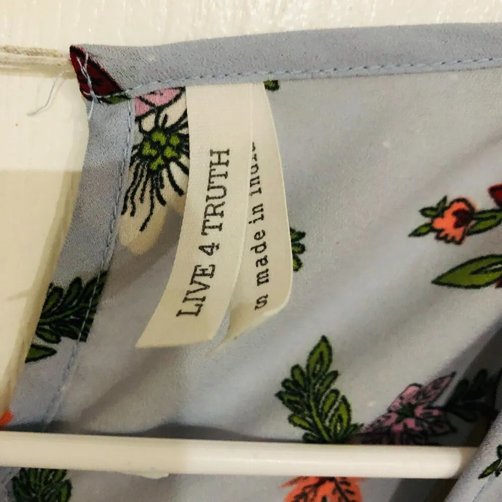 Live 4 Truth Women's Cropped Top Floral Bottom Bow Tie Ruffle Sleeve Multi Small - Image 7