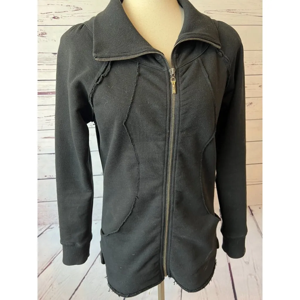 Silver Jeans Full Zip jacket Black Shacket Small Grunge Moto Pockets Y2K 80s - Image 9