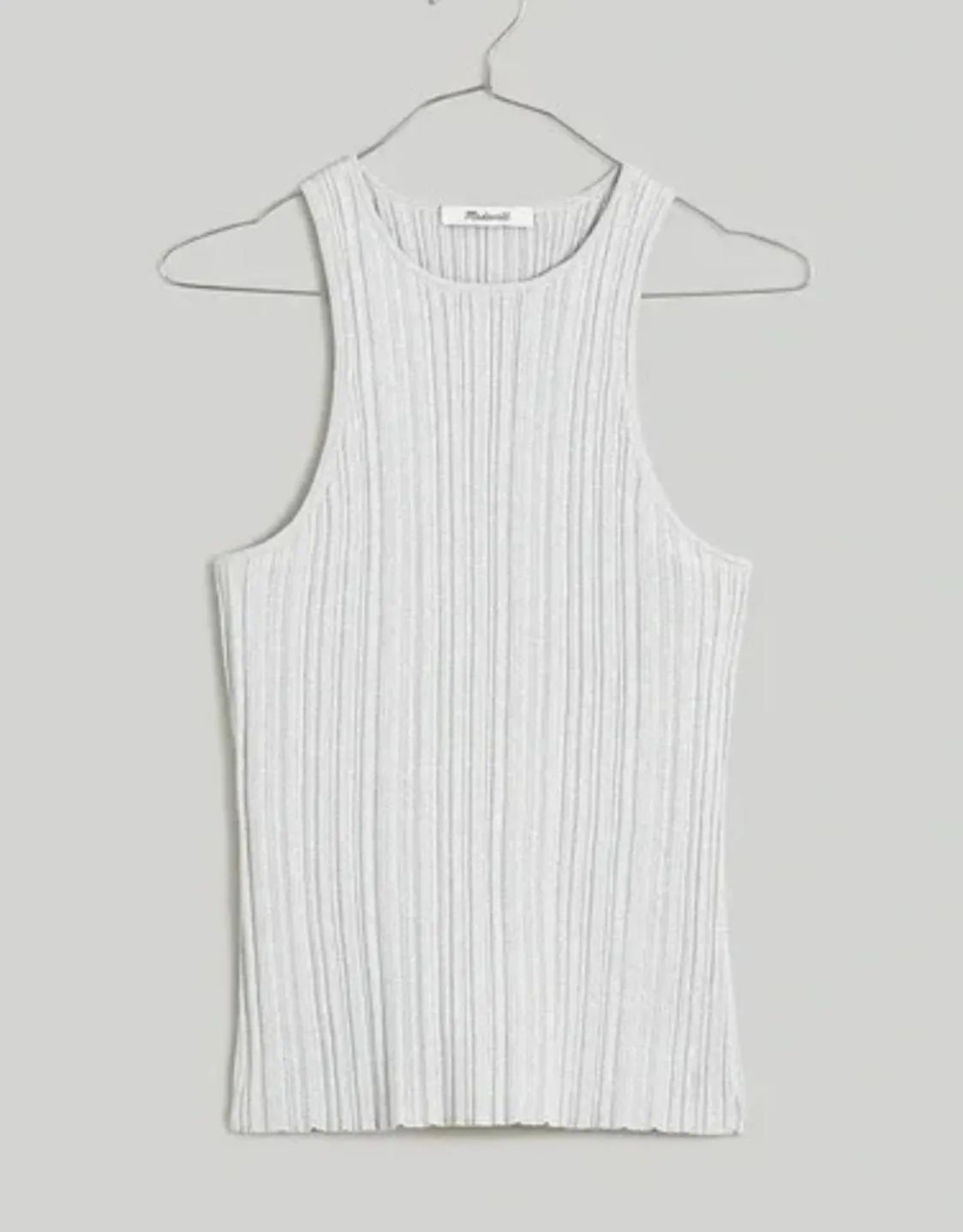 Madewell The Signature Shimmer Knit Cutaway Sweater Tank Ribbed Gray XXS NWT - Image 2