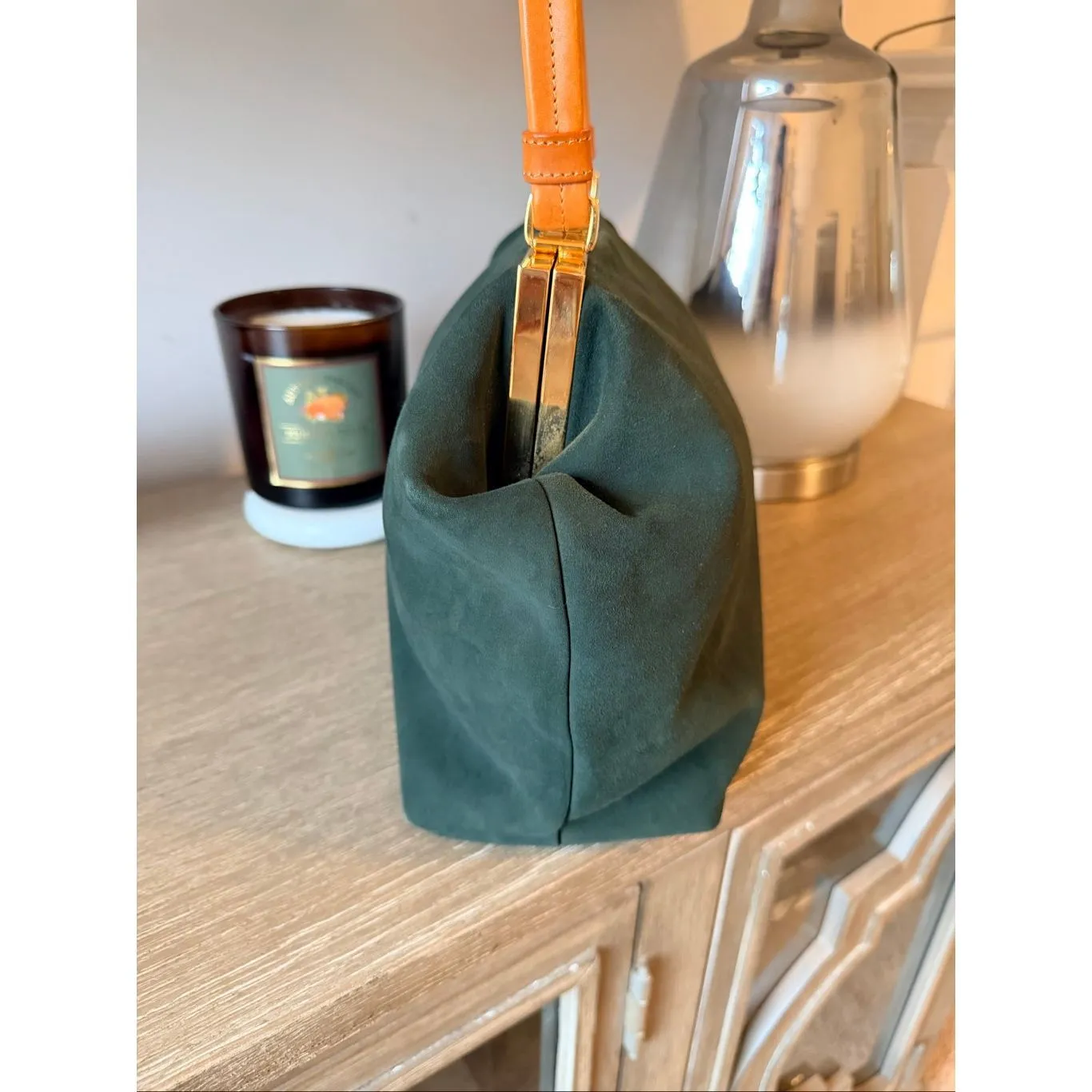 Mansur Gavriel Green Soft Elegant Bag Suede Medium ** Limited Edition ** - Image 5