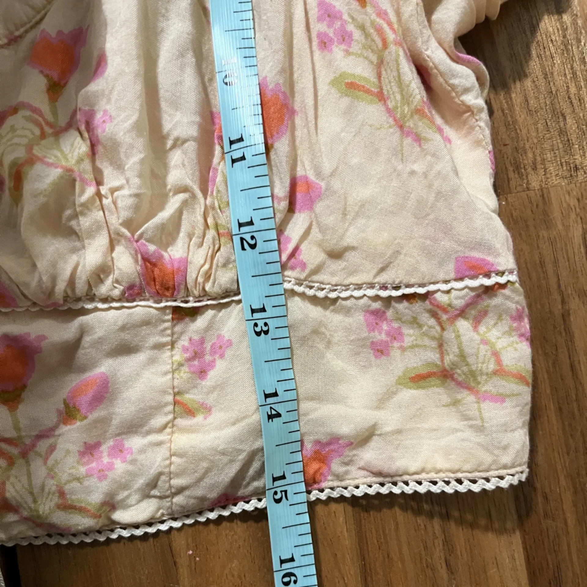 Free People Easy to love Floral Puff Sleeve corset style Top romantic whimsy L - Image 6