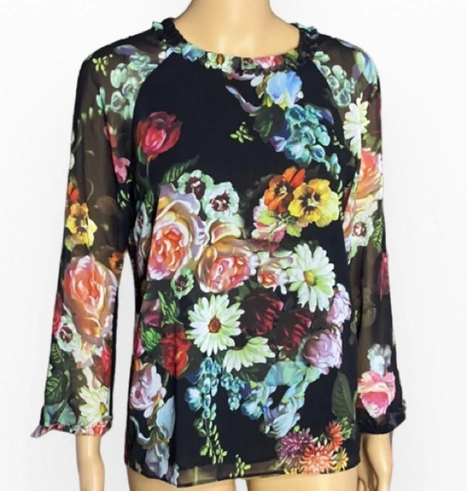 TED BAKER Anina Oil Painting Floral Top,Size 1 US (0-2) - Image 5